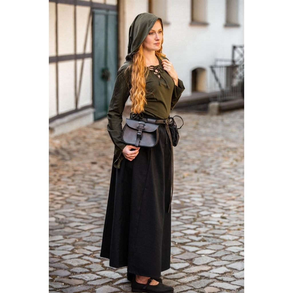 Immagine del prodotto Blusa medievale Lea con cappuccio e allacciatura verde