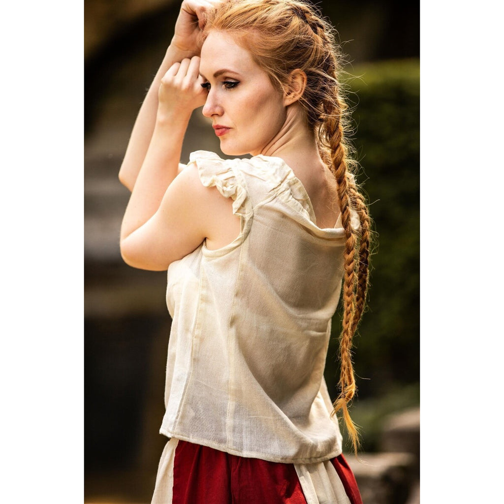 Image produit Blouse d'été médiévale Lotte avec volants beige