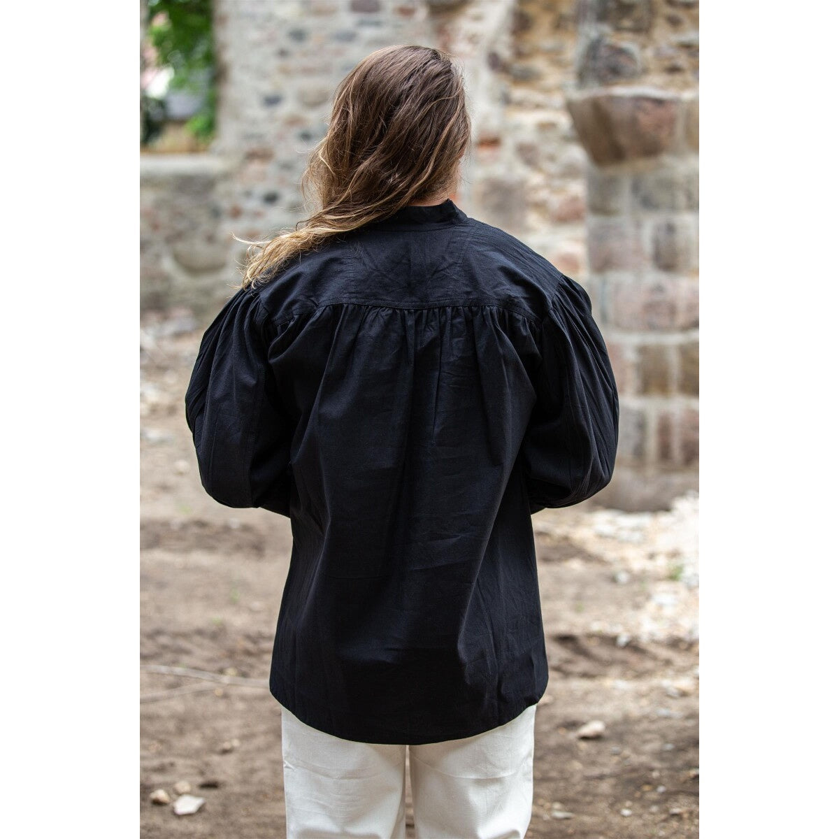 Immagine del prodotto Camicia medievale Claude con polsini allacciati nera