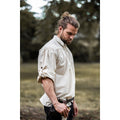 Immagine del prodotto Camicia medievale con colletto in piedi e lacci Bruno beige
