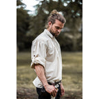 Immagine del prodotto Camicia medievale con colletto in piedi e lacci Bruno beige