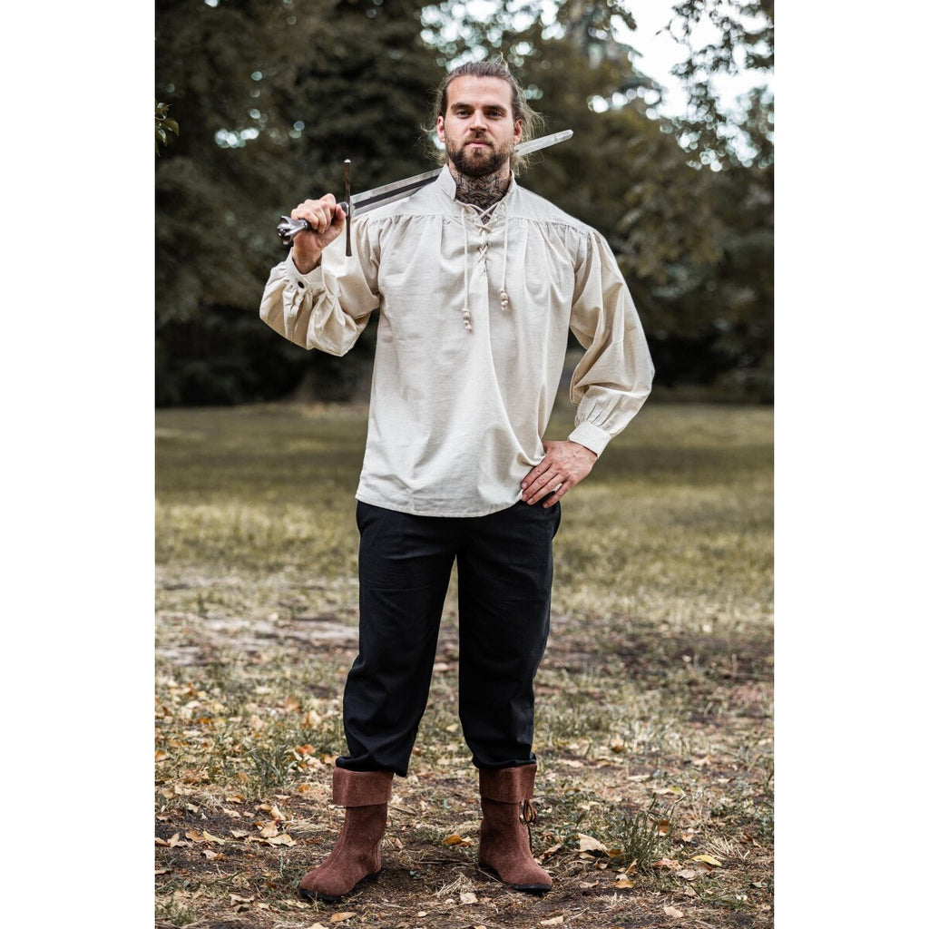 Immagine del prodotto Camicia medievale con colletto in piedi e lacci Bruno beige