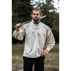 Immagine del prodotto Camicia medievale con colletto in piedi e lacci Bruno beige
