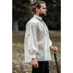 Immagine del prodotto Camicia medievale con colletto in piedi e lacci Bruno beige