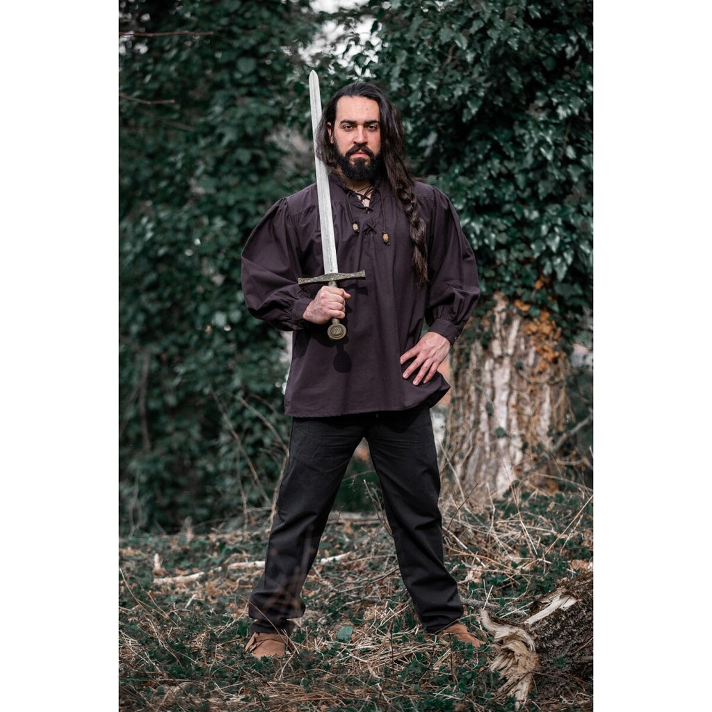 Product image Medieval Stand-Up Collar Lace-Up Shirt Friedrich brown