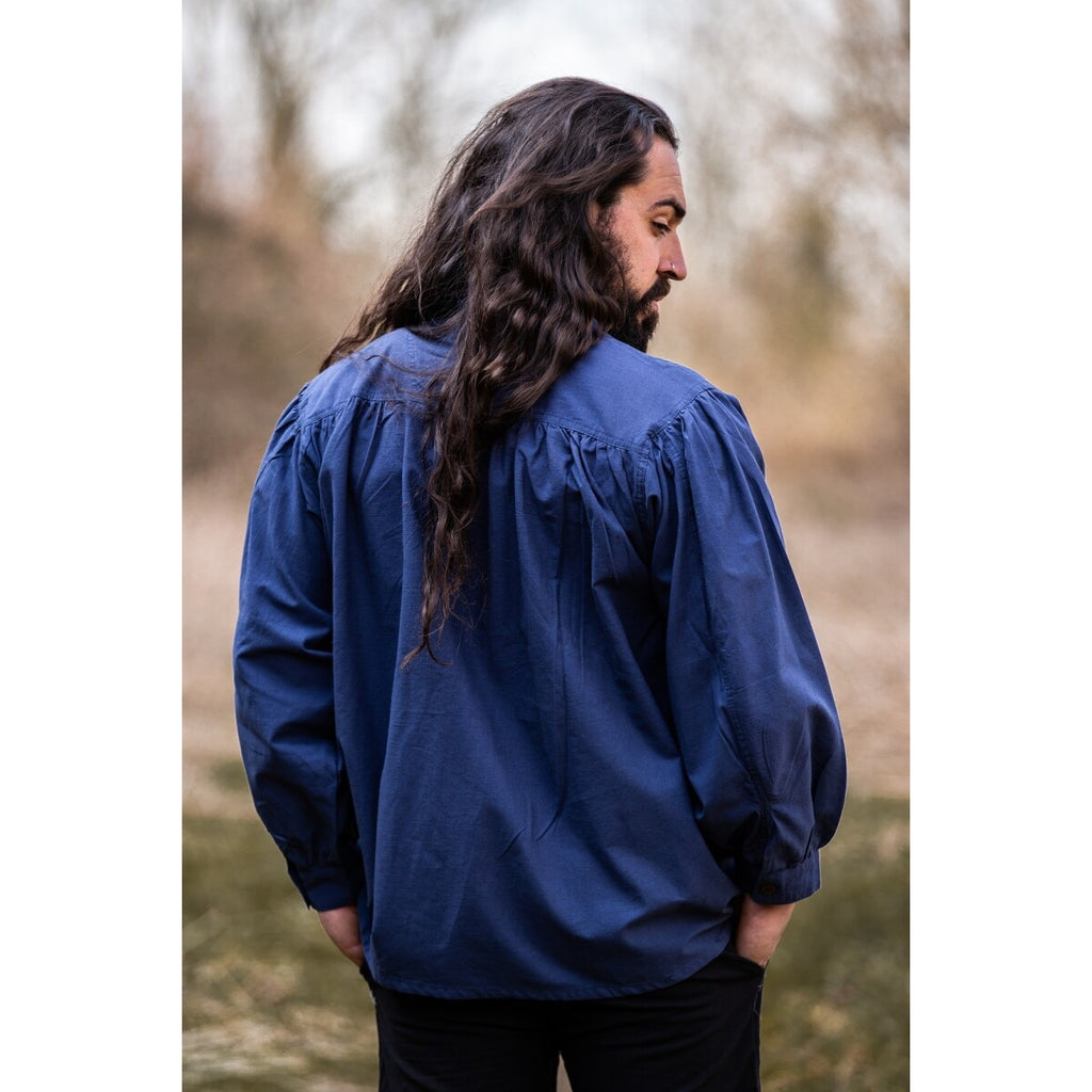 Produktbild Mittelalter Stehkragen Schnürhemd Friedrich blau