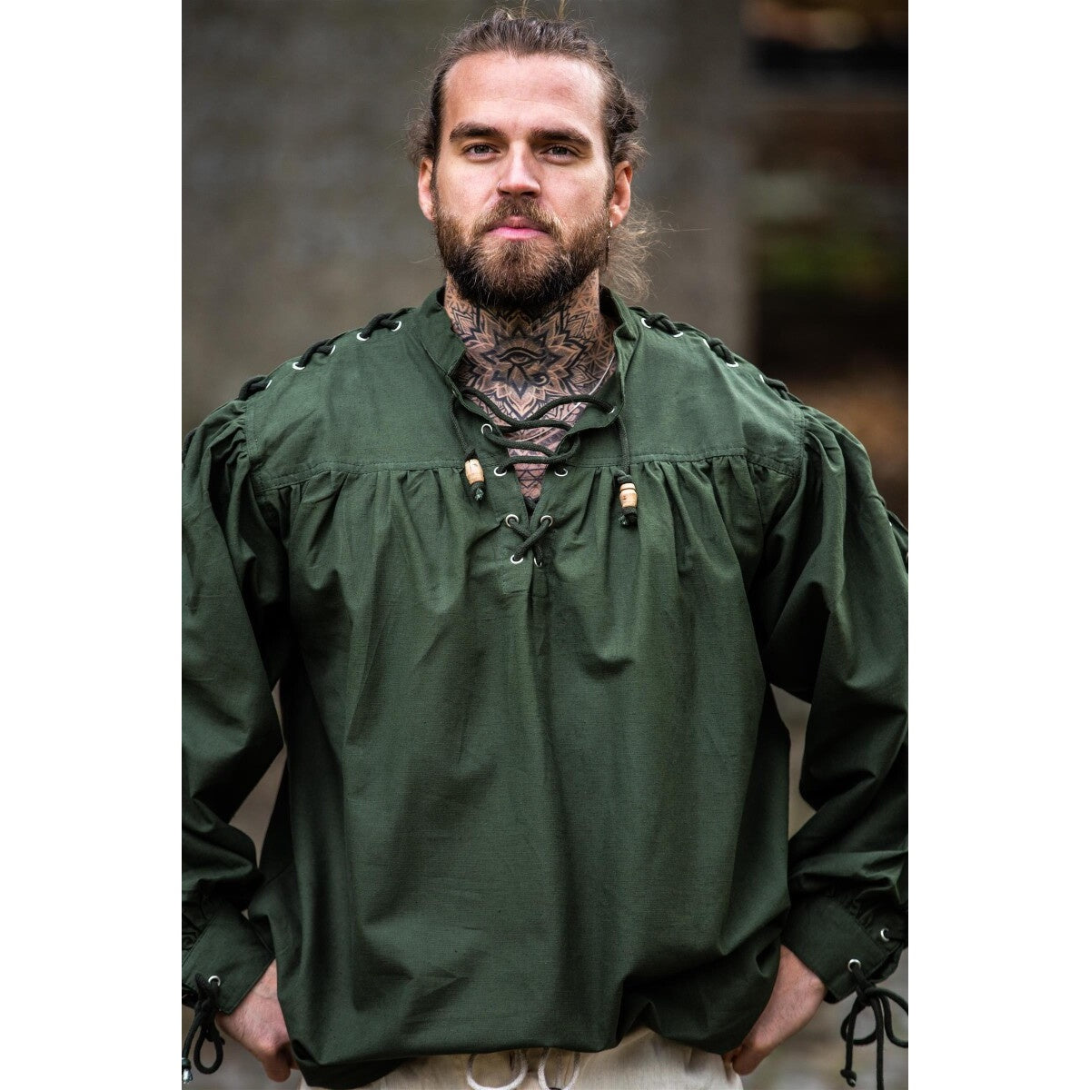Immagine del prodotto Camicia medievale con laccio e occhielli Adrian verde
