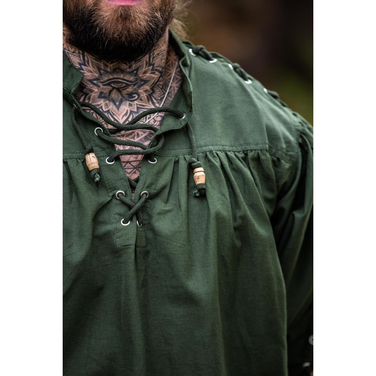 Immagine del prodotto Camicia medievale con laccio e occhielli Adrian verde