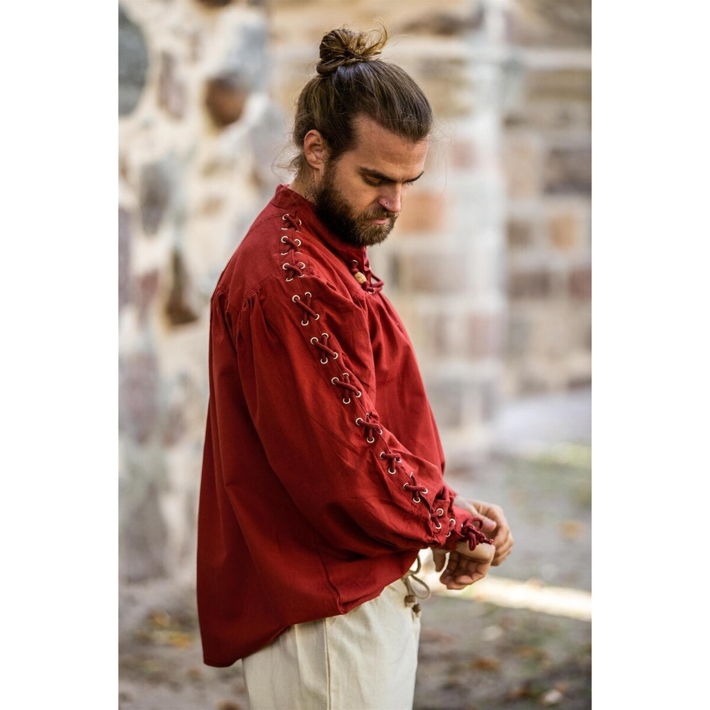 Image produit Chemise médiévale à lacets avec œillets Adrian rouge