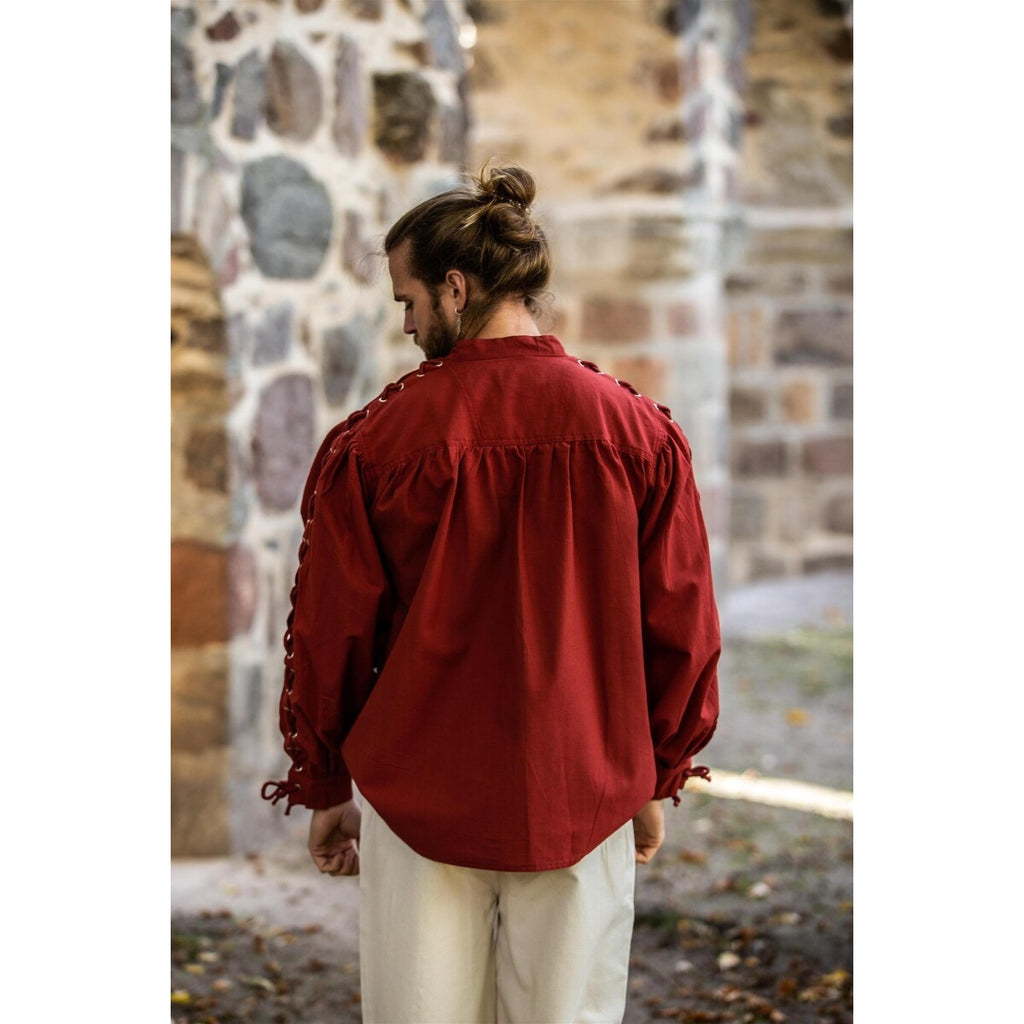 Image produit Chemise médiévale à lacets avec œillets Adrian rouge