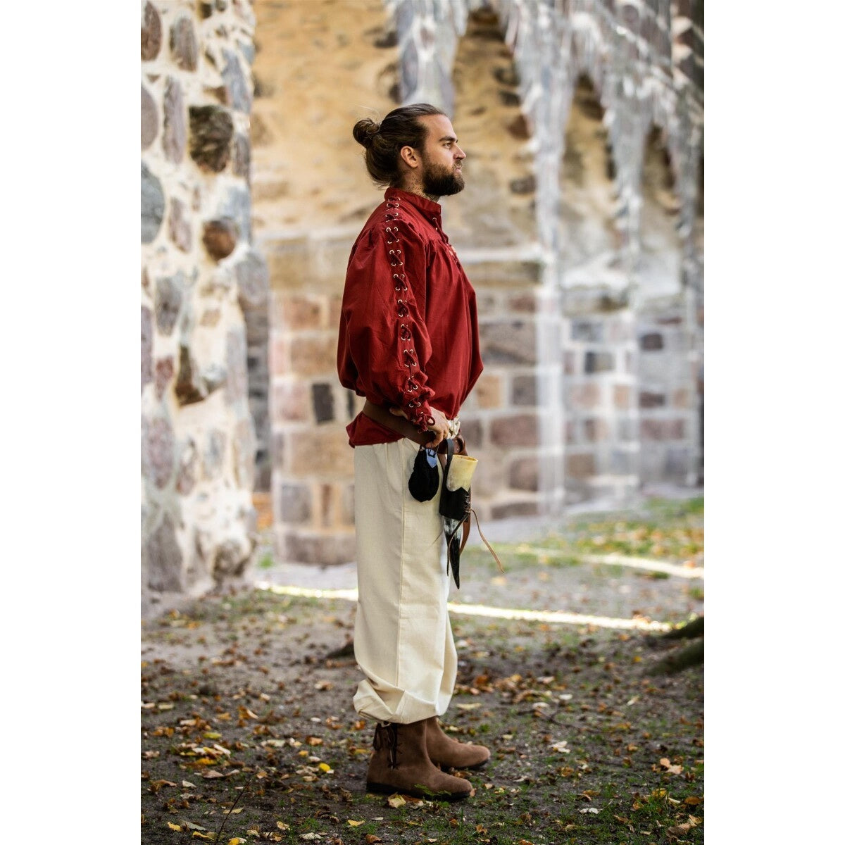 Image produit Chemise médiévale à lacets avec œillets Adrian rouge