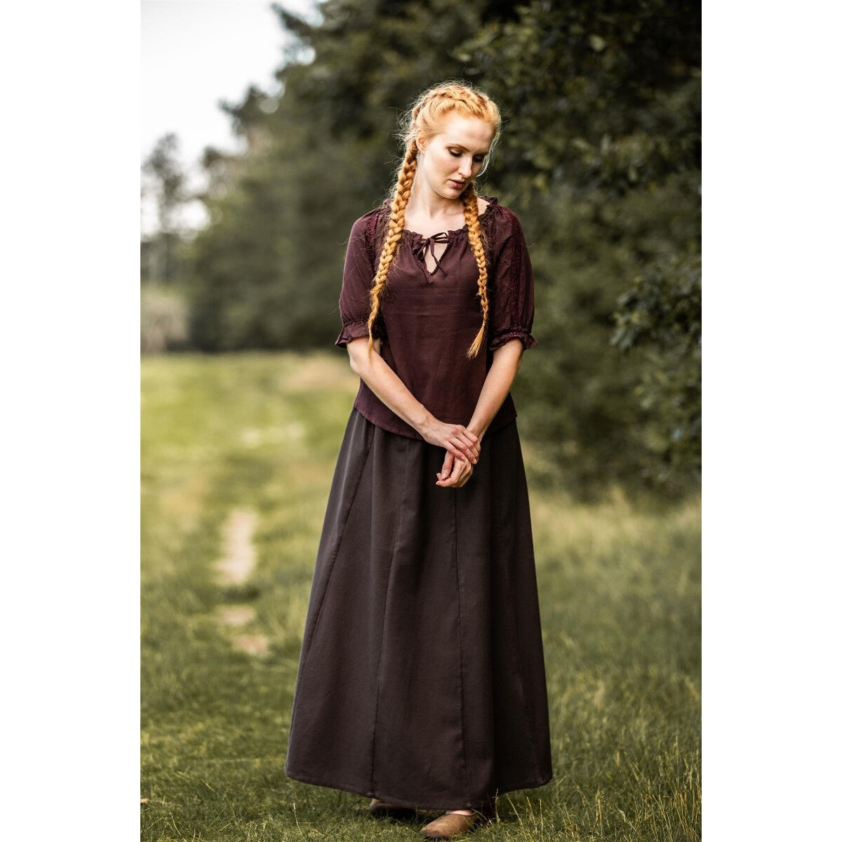 Immagine del prodotto Blusa medievale a maniche corte Sandra marrone scuro