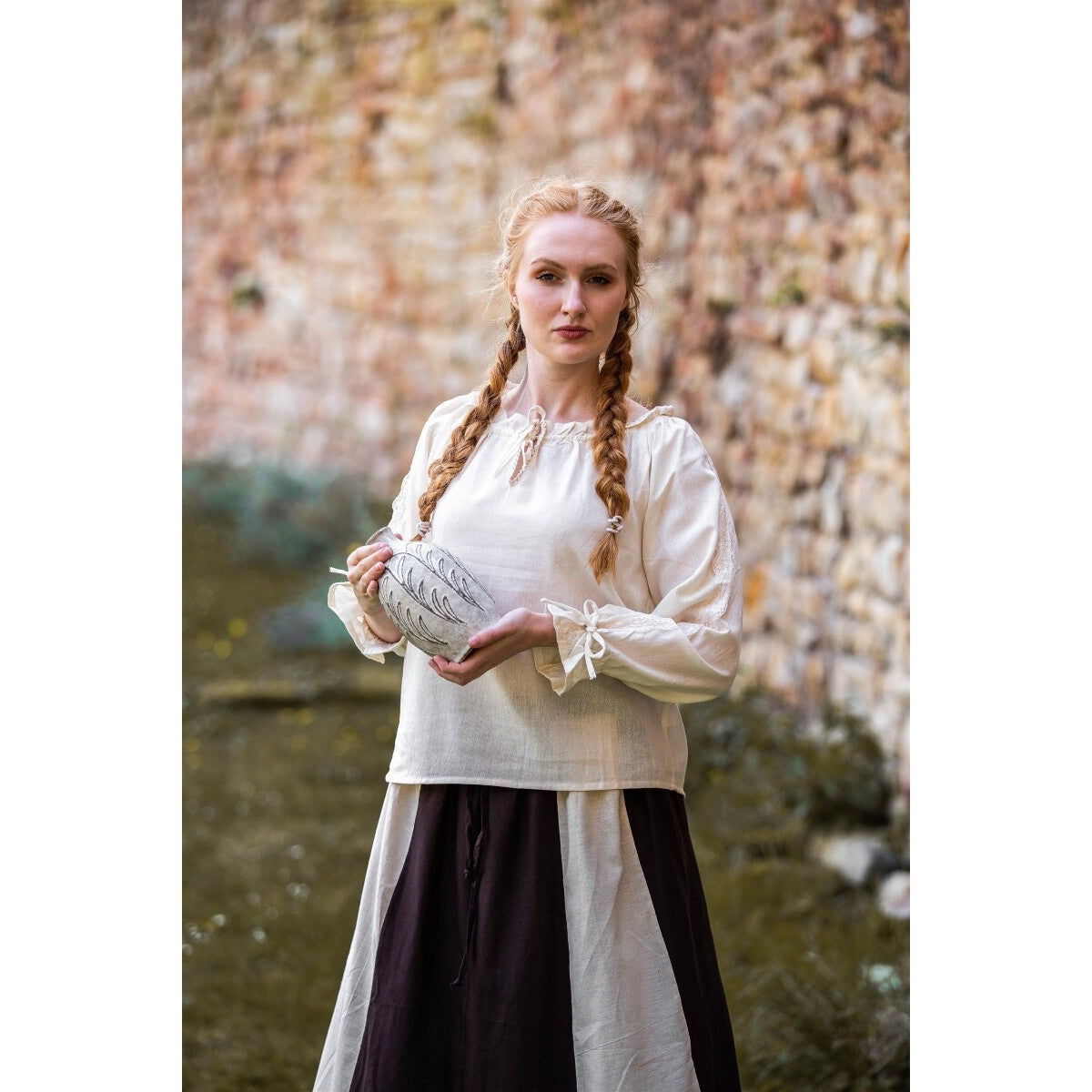 Image produit Blouse médiévale avec dentelle Bettina beige
