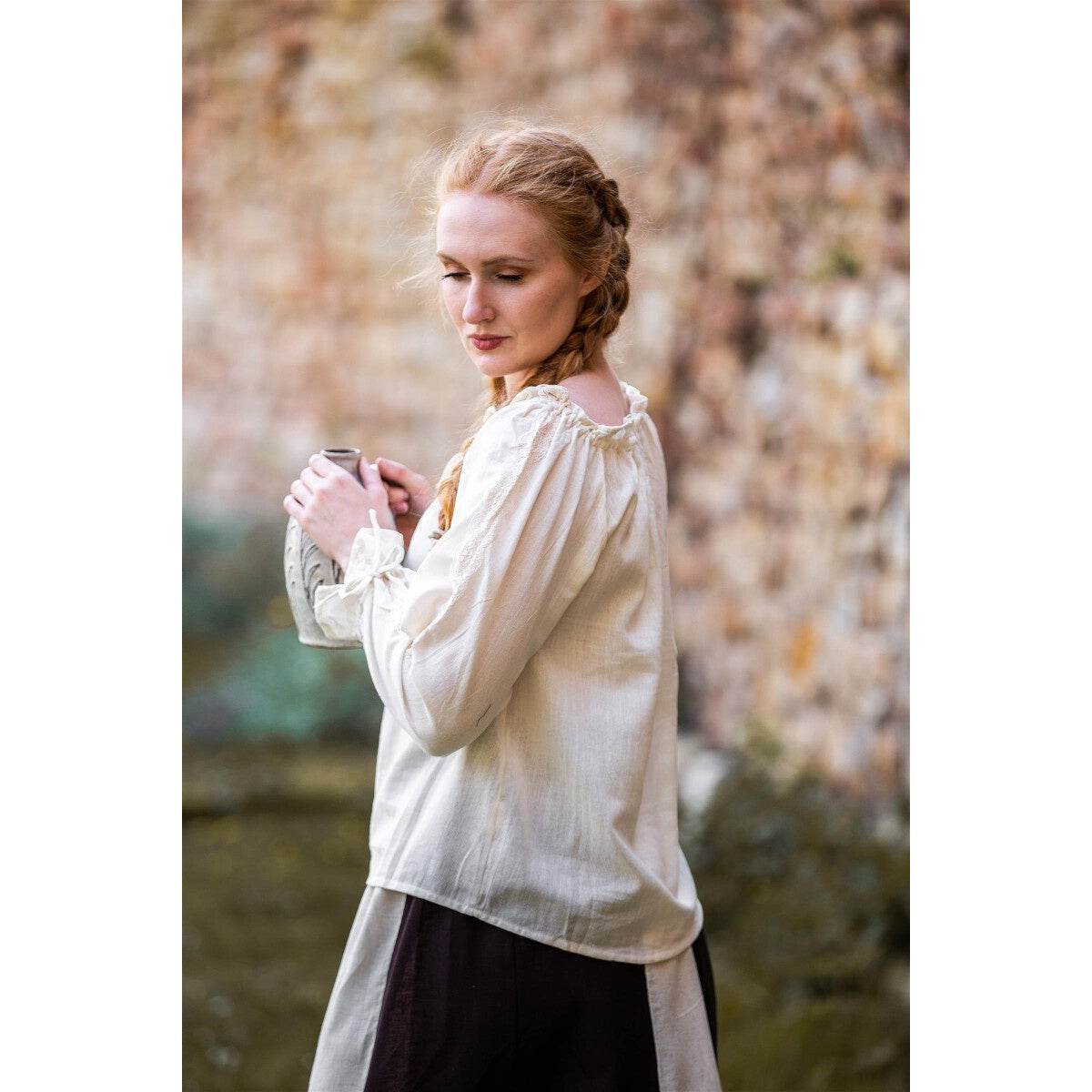 Image produit Blouse médiévale avec dentelle Bettina beige