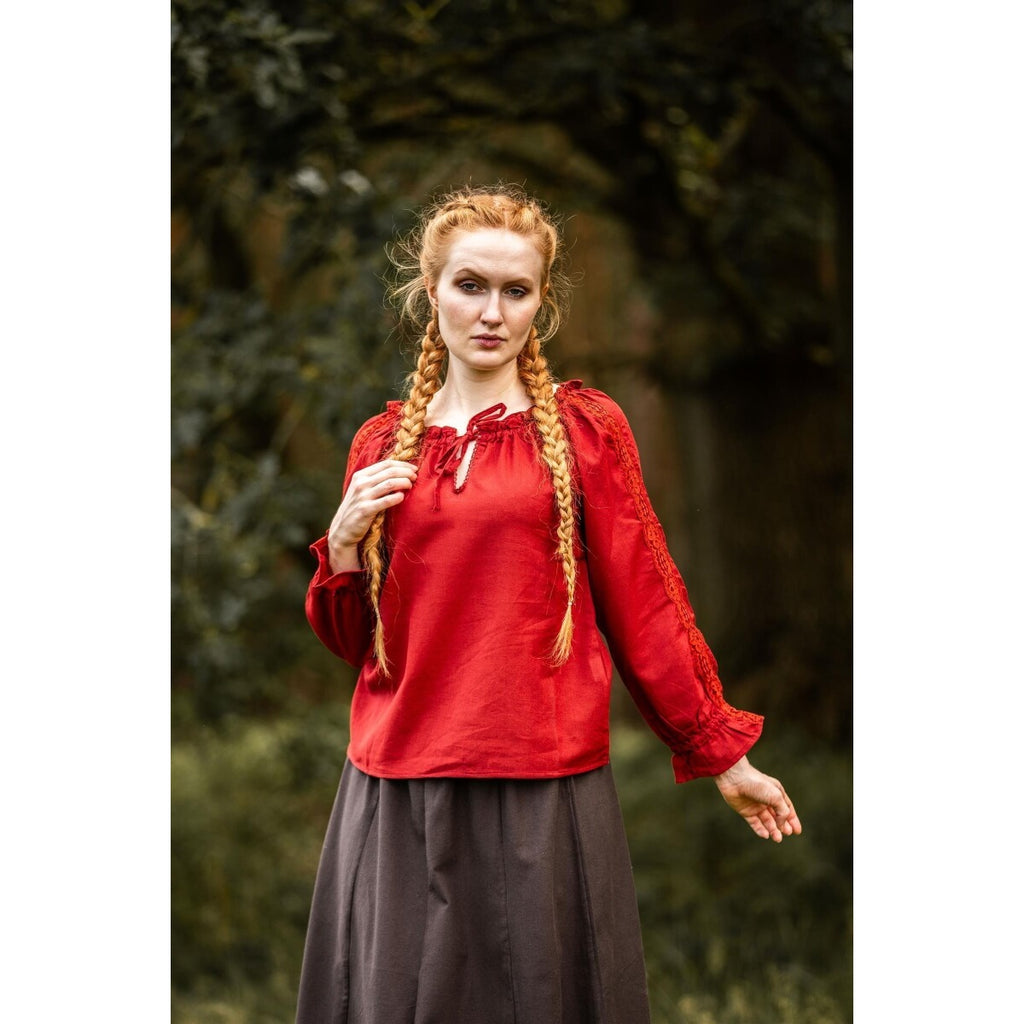 Immagine del prodotto Blusa medievale con pizzo Bettina rossa