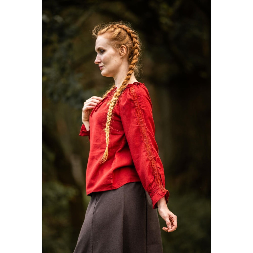Immagine del prodotto Blusa medievale con pizzo Bettina rossa