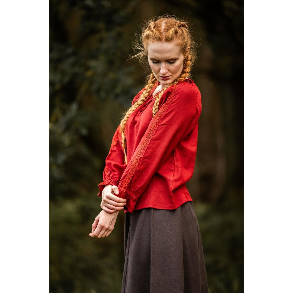 Immagine del prodotto Blusa medievale con pizzo Bettina rossa