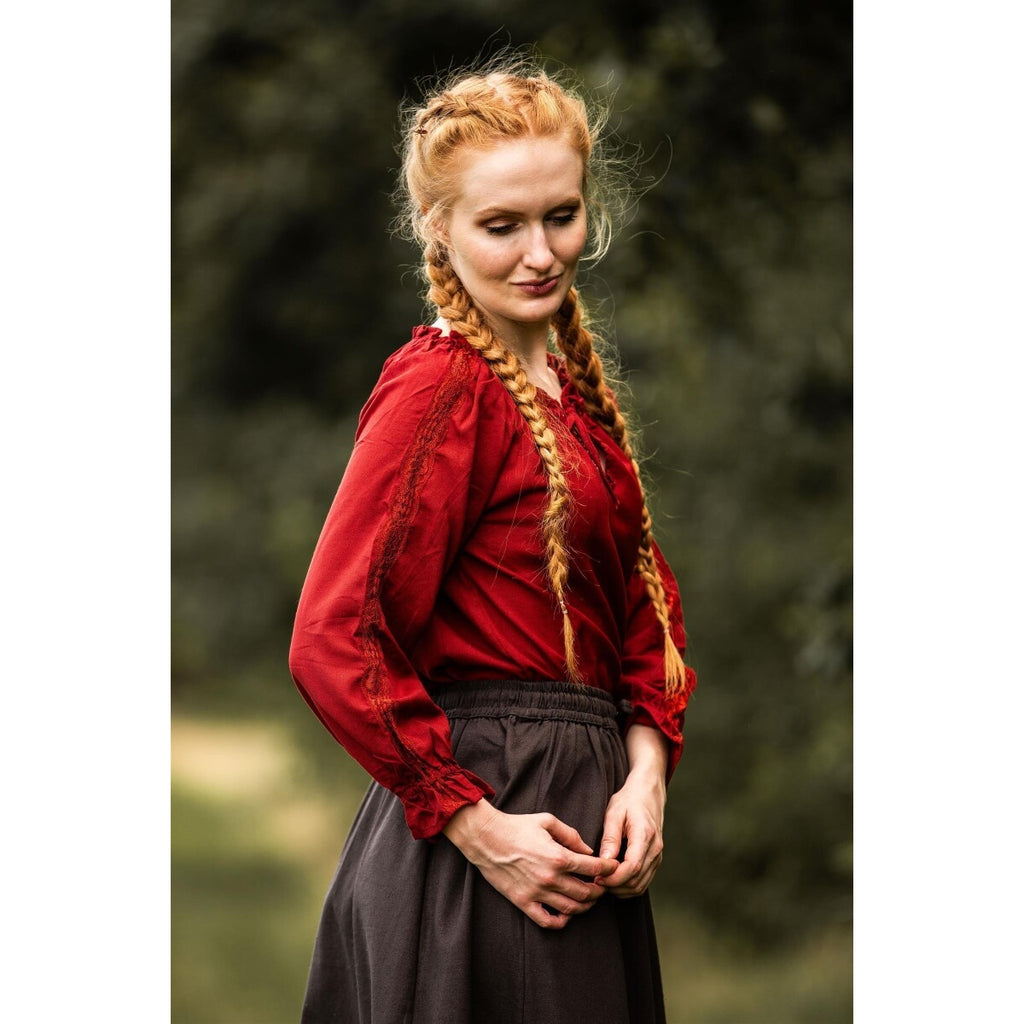 Immagine del prodotto Blusa medievale con pizzo Bettina rossa