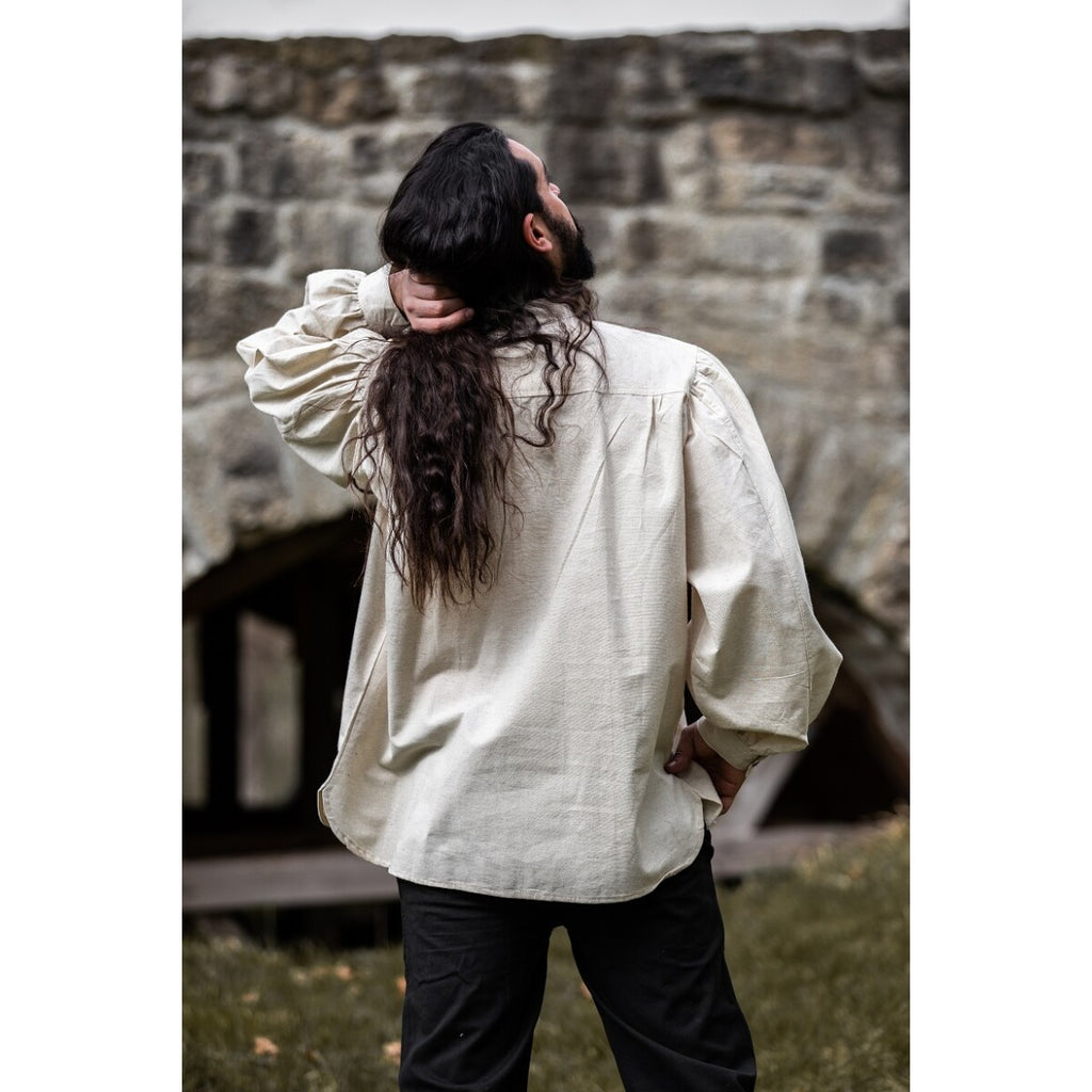 Immagine del prodotto Camicia medievale con pieghe e bottoni in legno Oswald beige