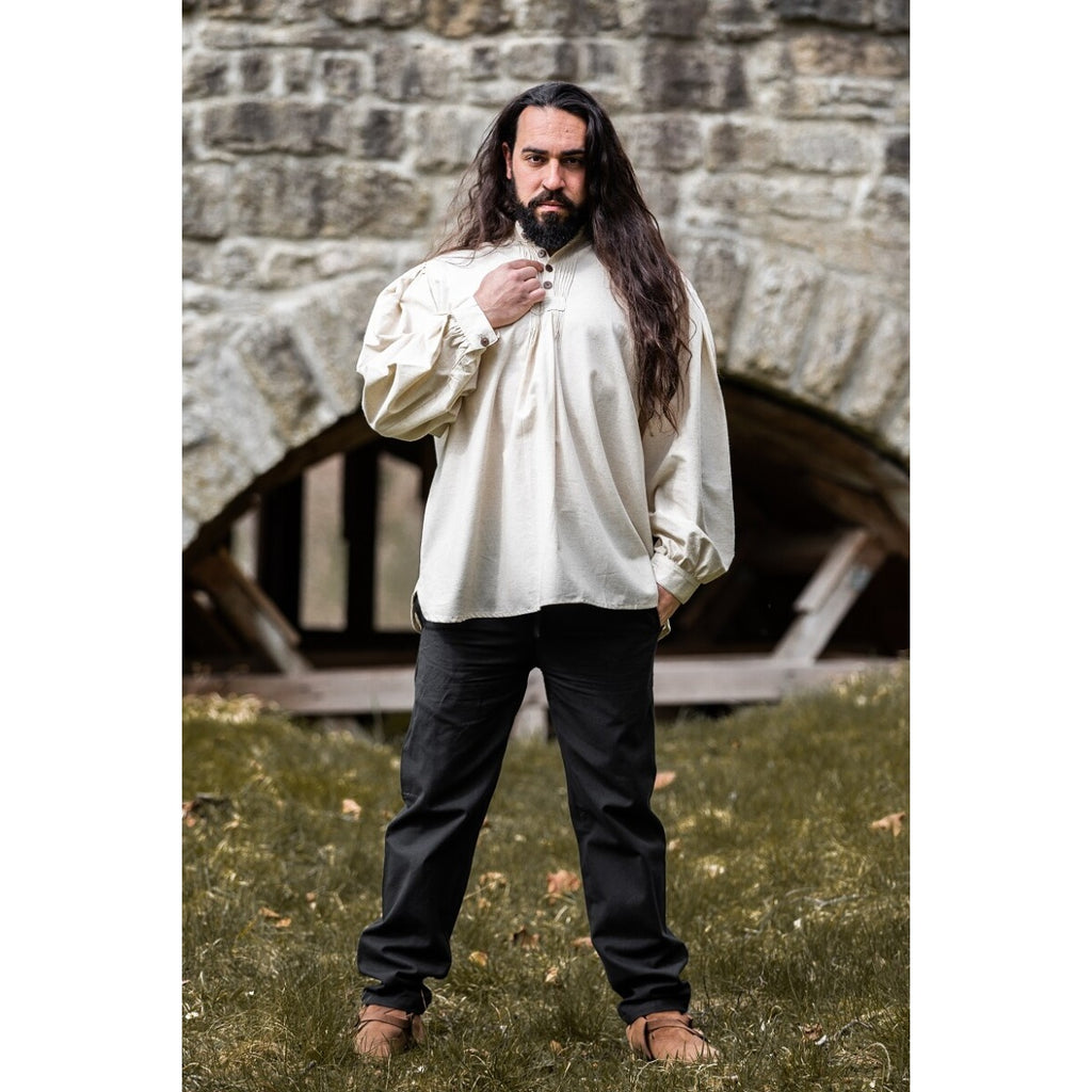 Immagine del prodotto Camicia medievale con pieghe e bottoni in legno Oswald beige