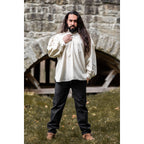 Immagine del prodotto Camicia medievale con pieghe e bottoni in legno Oswald beige