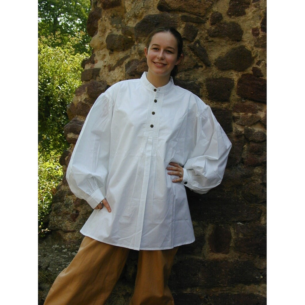 Immagine del prodotto Camicia medievale con piegoline e bottoni in legno Oswald bianca