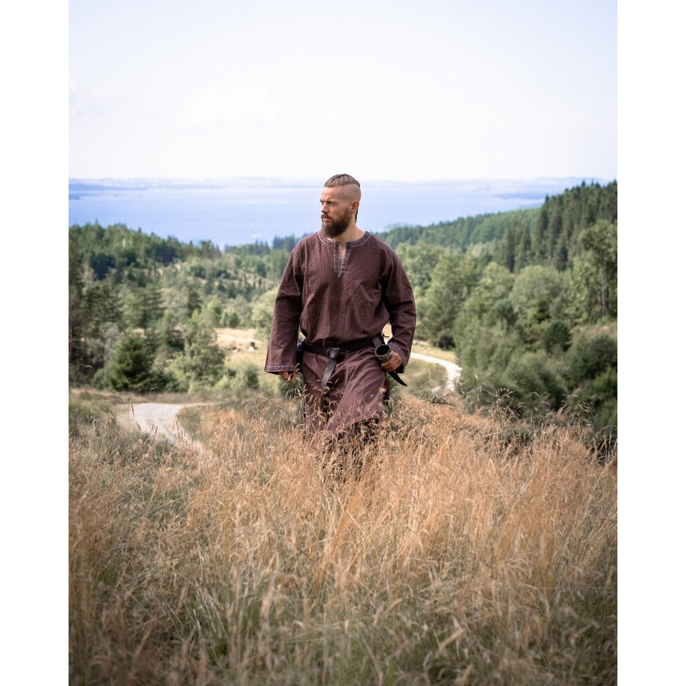 Image produit Tunique médiévale avec bordure Halvor marron foncé
