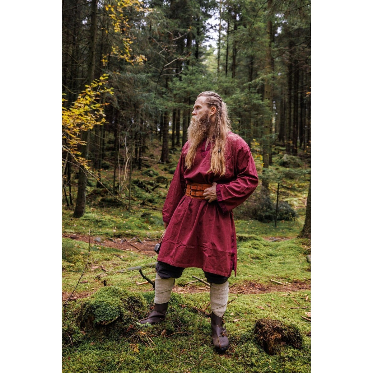 Image produit Tunique médiévale avec bordure Halvor rouge