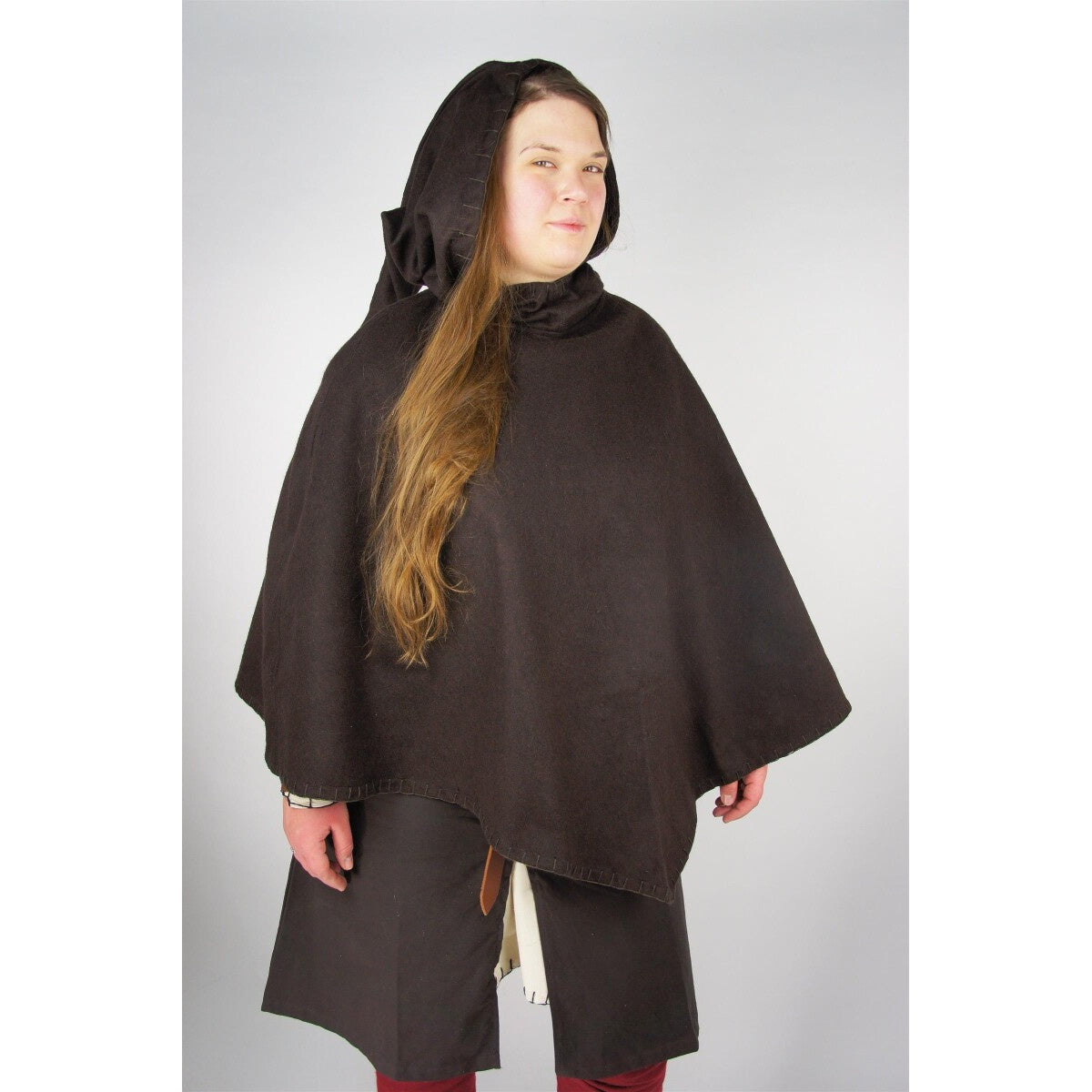 Produktbild Mittelalter Gugel Egill mit Stickerei braun