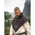 Image produit Gugel médiévale Tyr avec broderie de loup marron