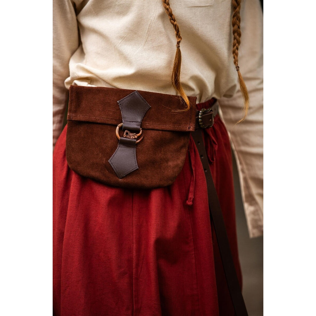 Image produit Bourse médiévale en cuir Will avec boucle dragon