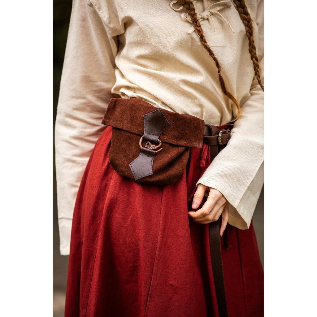 Image produit Bourse médiévale en cuir Will avec boucle dragon
