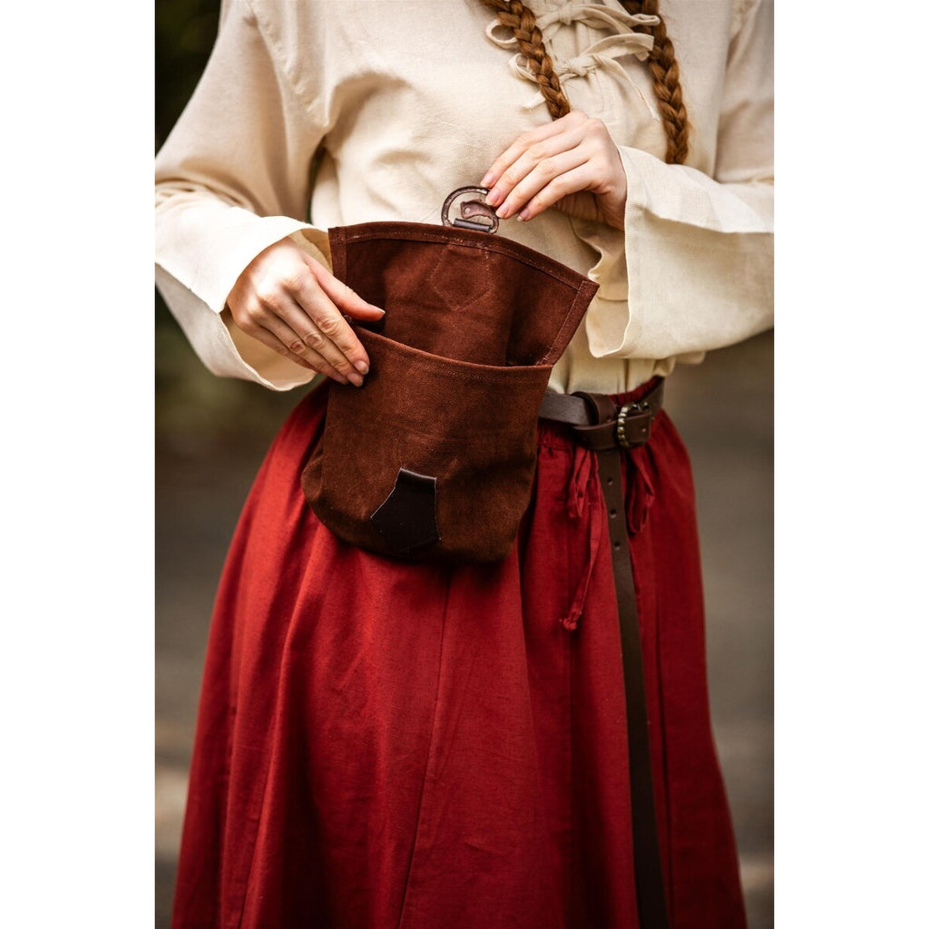 Image produit Bourse médiévale en cuir Will avec boucle dragon