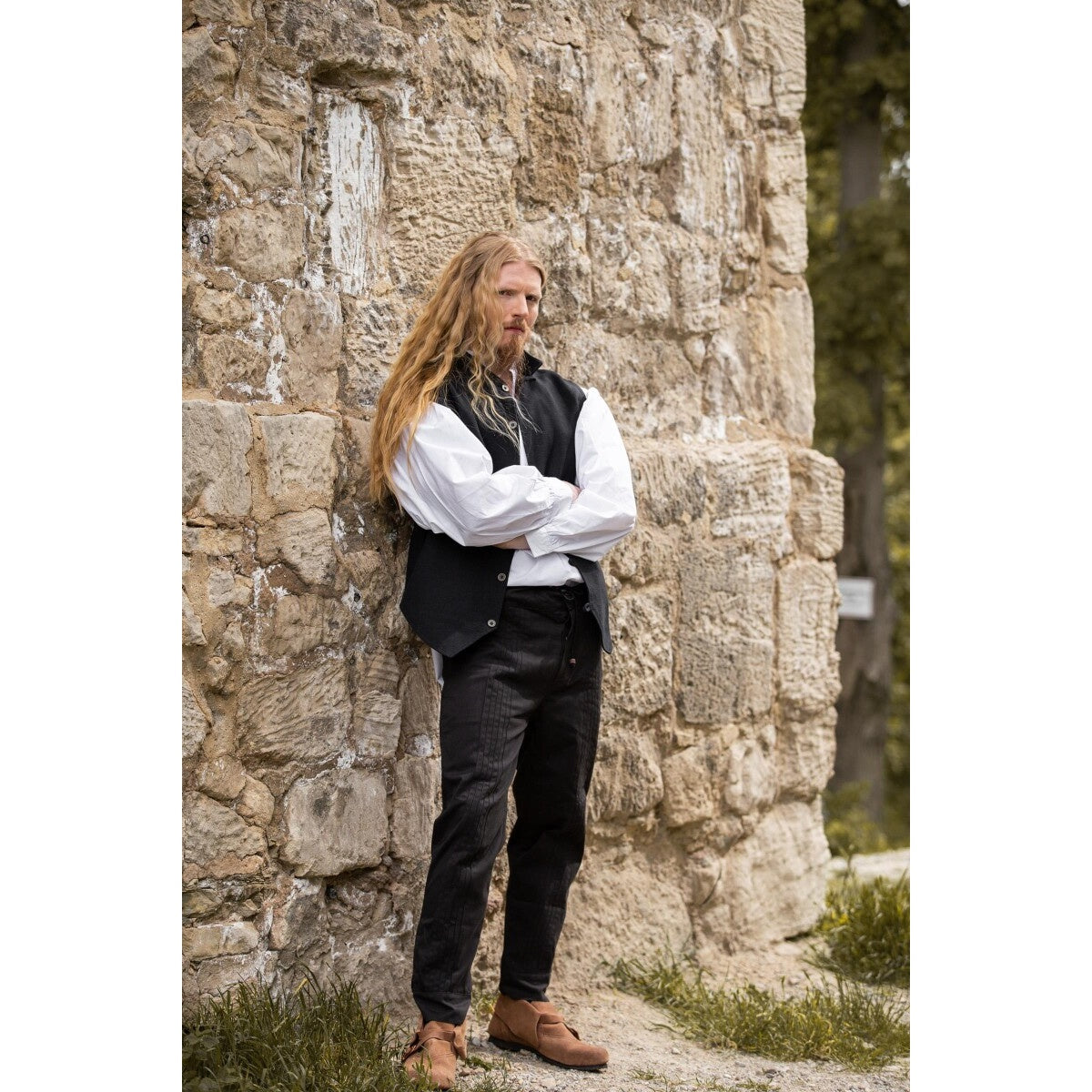 Immagine del prodotto Pantaloni medievali Oskar con cucitura decorativa nero