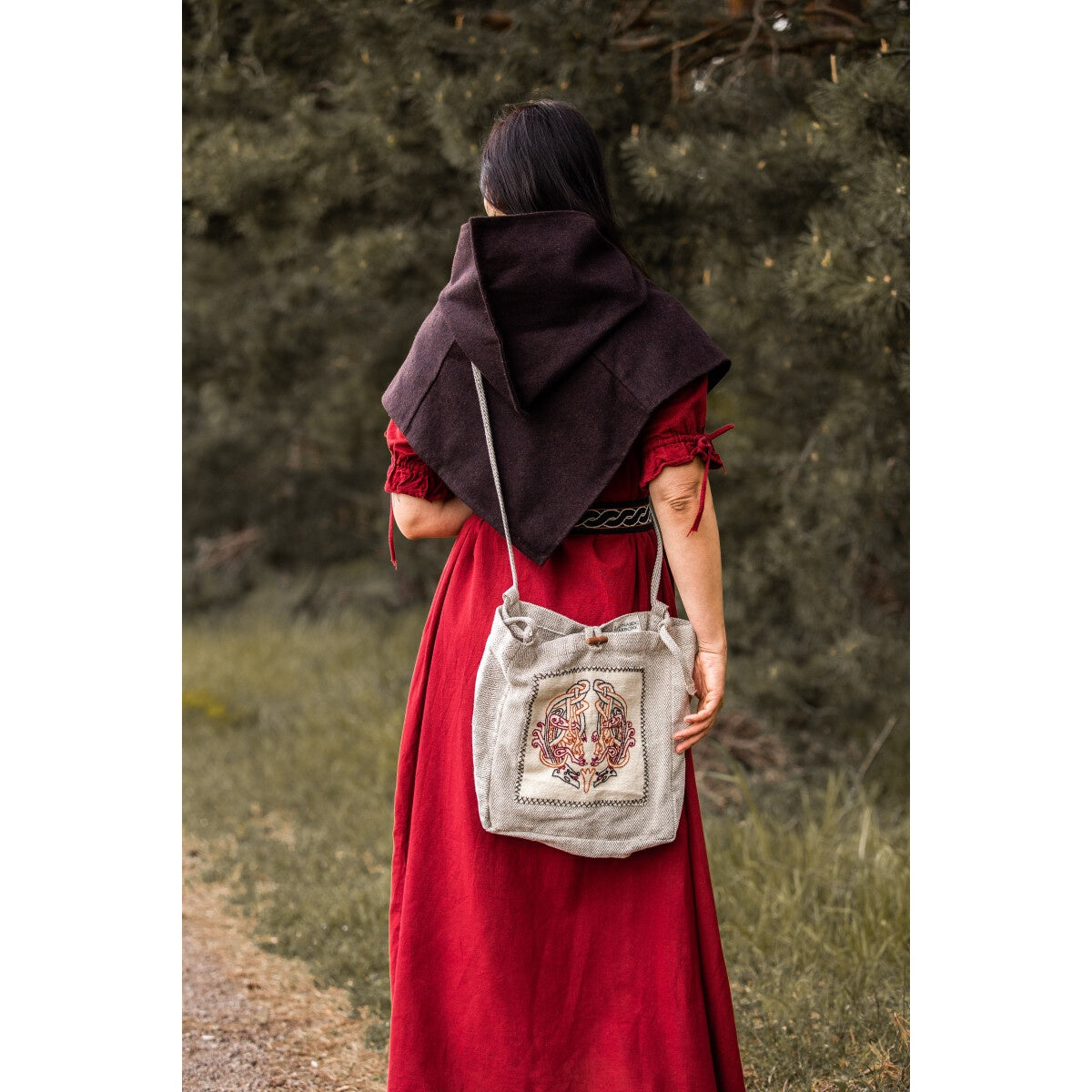 Produktbild Mittelalter Umhängetasche Tora mit Stickerei beige