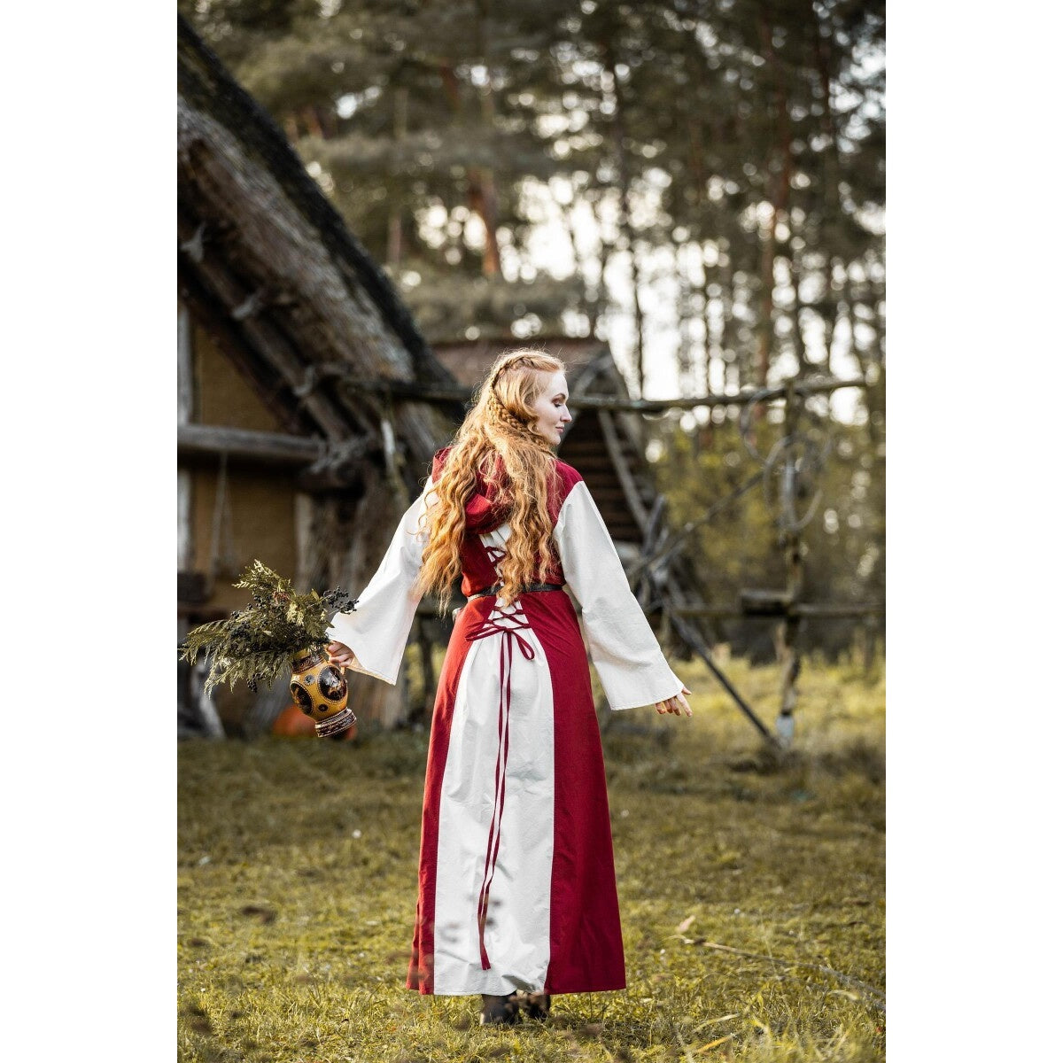 Image produit Robe médiévale Genefe rouge-beige