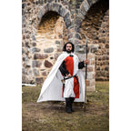 Image produit Cape médiévale du templier Arnulf blanc-rouge