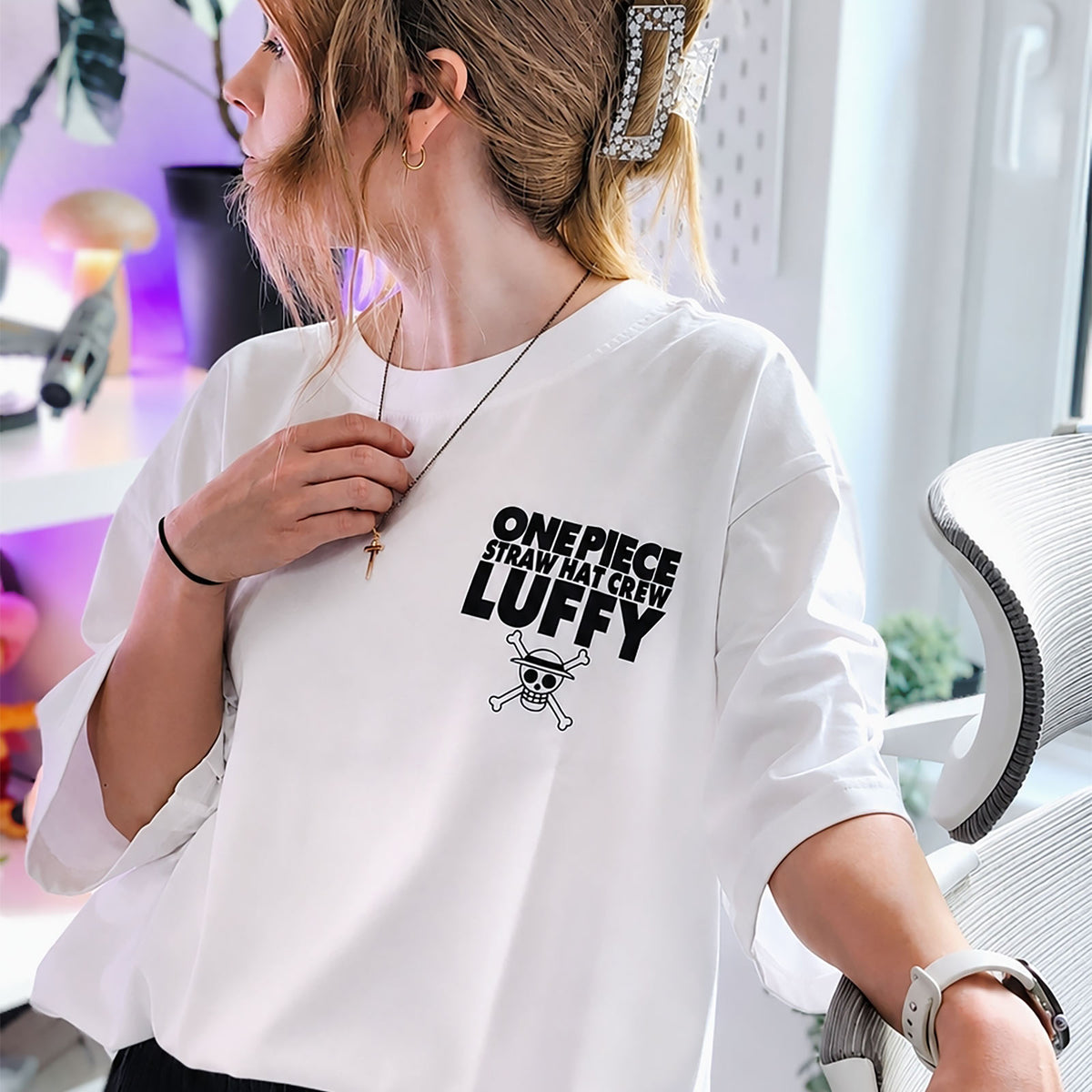 Immagine del prodotto One Piece - T-shirt oversize Luffy bianca