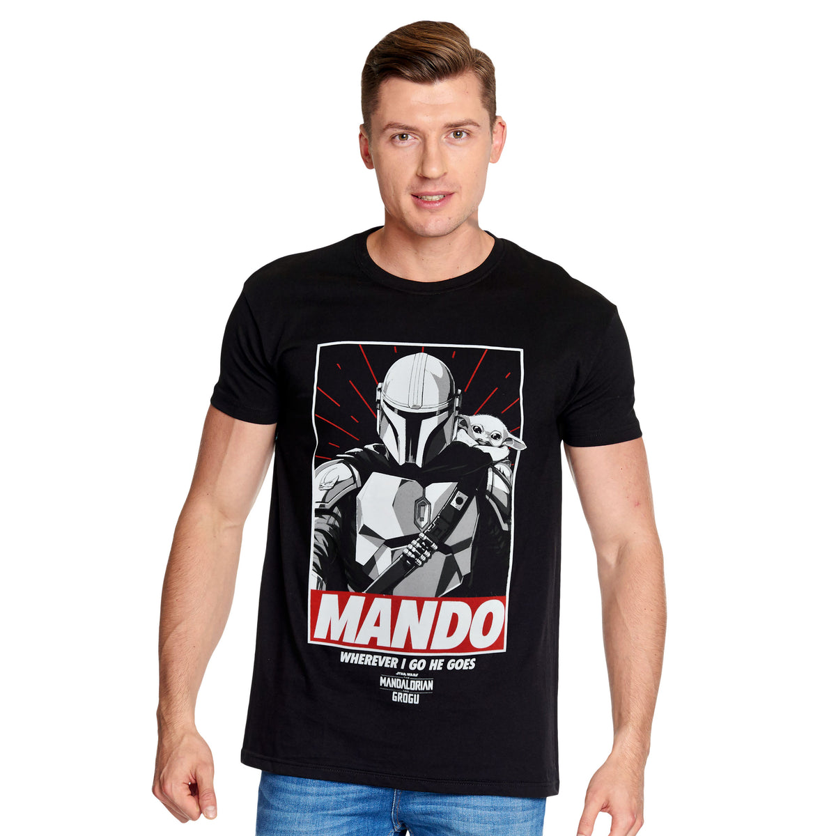 Produktbild Mando Wherever I Go He Goes T-Shirt schwarz - Star Wars The Mandalorian