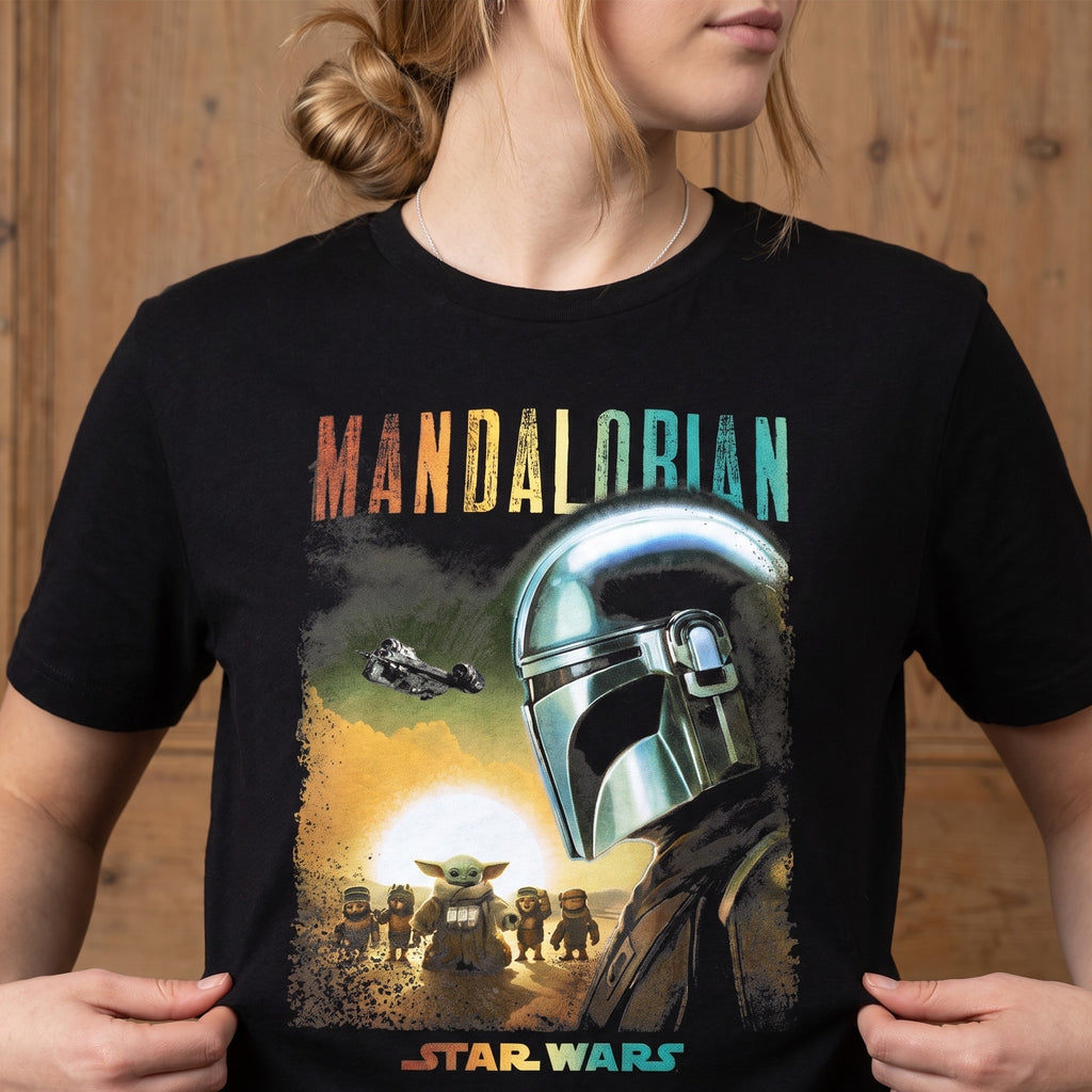 Immagine del prodotto T-shirt poster Mando e Grogu nera - Star Wars The Mandalorian