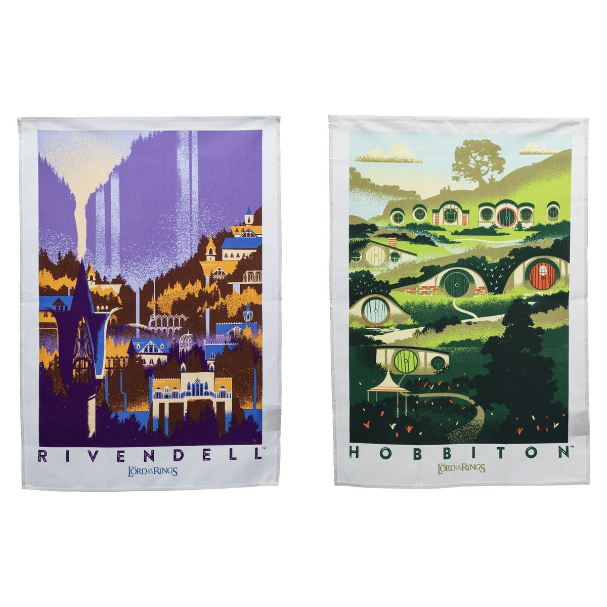 Produktbild Der Herr der Ringe - Rivendell & Hobbiton Geschirrtuch 2er Set