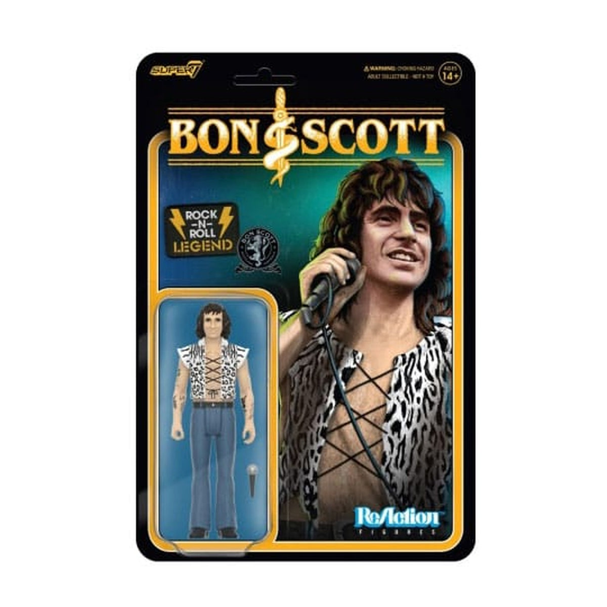 Produktbild Bon Scott ReAction Actionfigur Wave 02 Bon Scott (Leopard Print) 10 cm