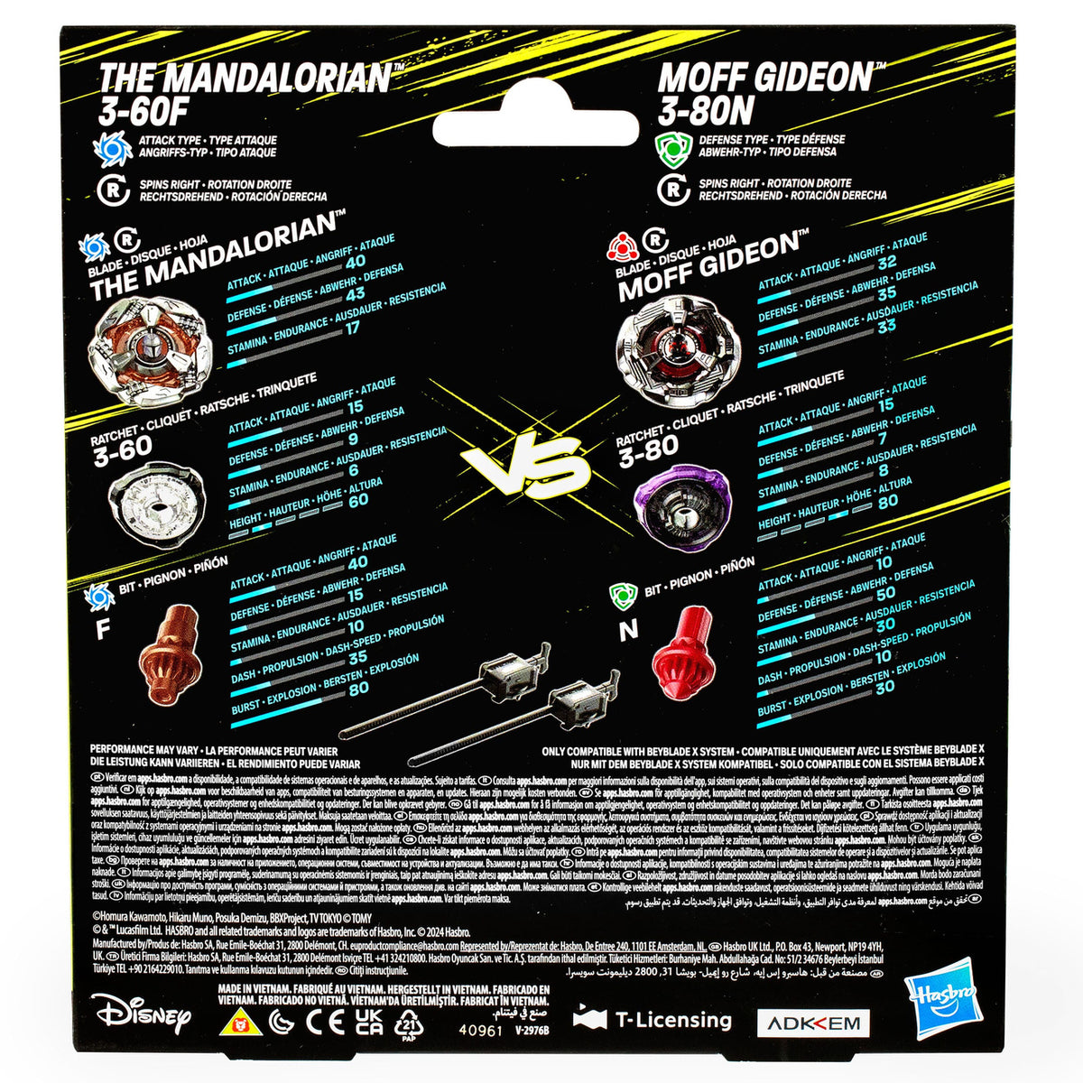 Produktbild Beyblade X und Star Wars Collab The Mandalorian 3-60F vs. Moff Gideon 3-80N