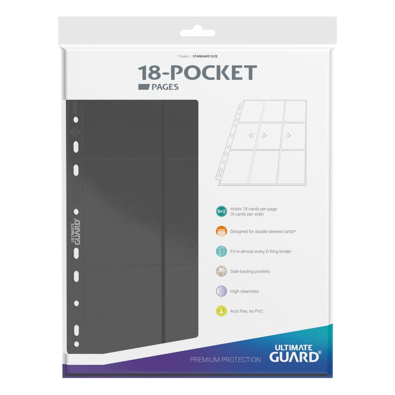 Produktbild Ultimate Guard 18-Pocket Pages Side-Loading (10) - Grey