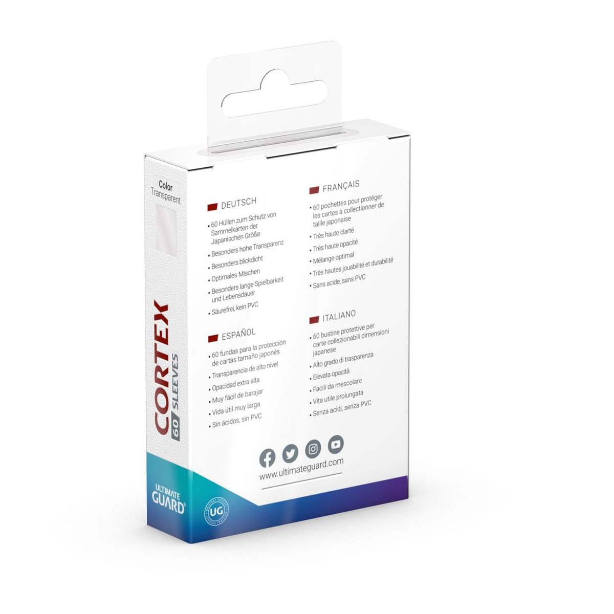 Image produit Ultimate Guard Cortex Sleeves format japonais (60) - Transparent