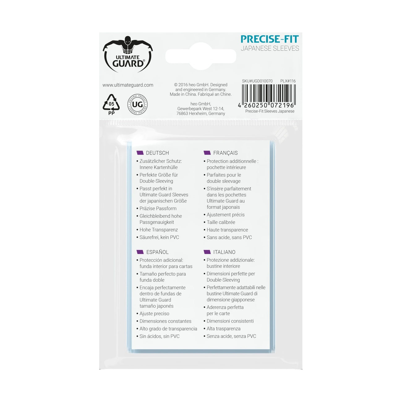 Immagine del prodotto Ultimate Guard Precise-Fit Sleeves formato giapponese (100)