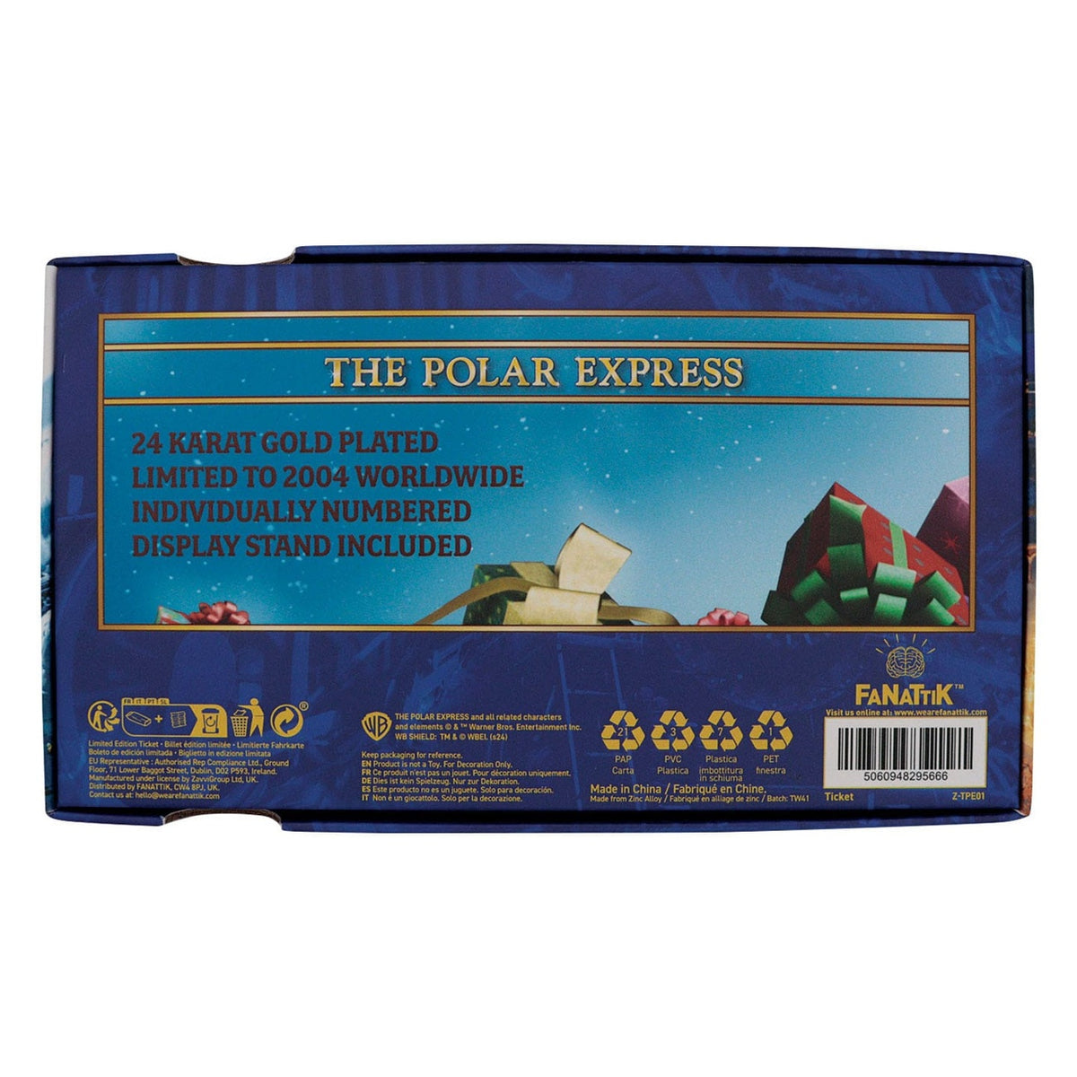 Image produit Le Pôle Express Billet de train réplique plaqué or 24 carats Édition limitée