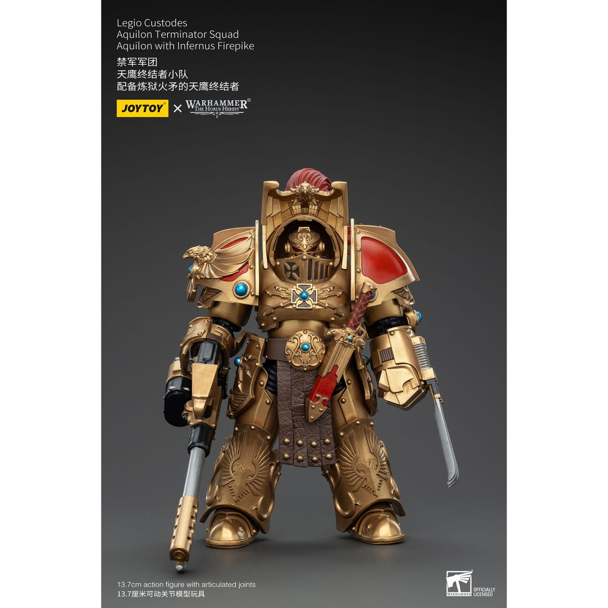 Immagine del prodotto Warhammer The Horus Heresy Action figure 1/18 Legio Custodes Aquilon Terminator Squad Aquilon con Infernus Firepike 14 cm