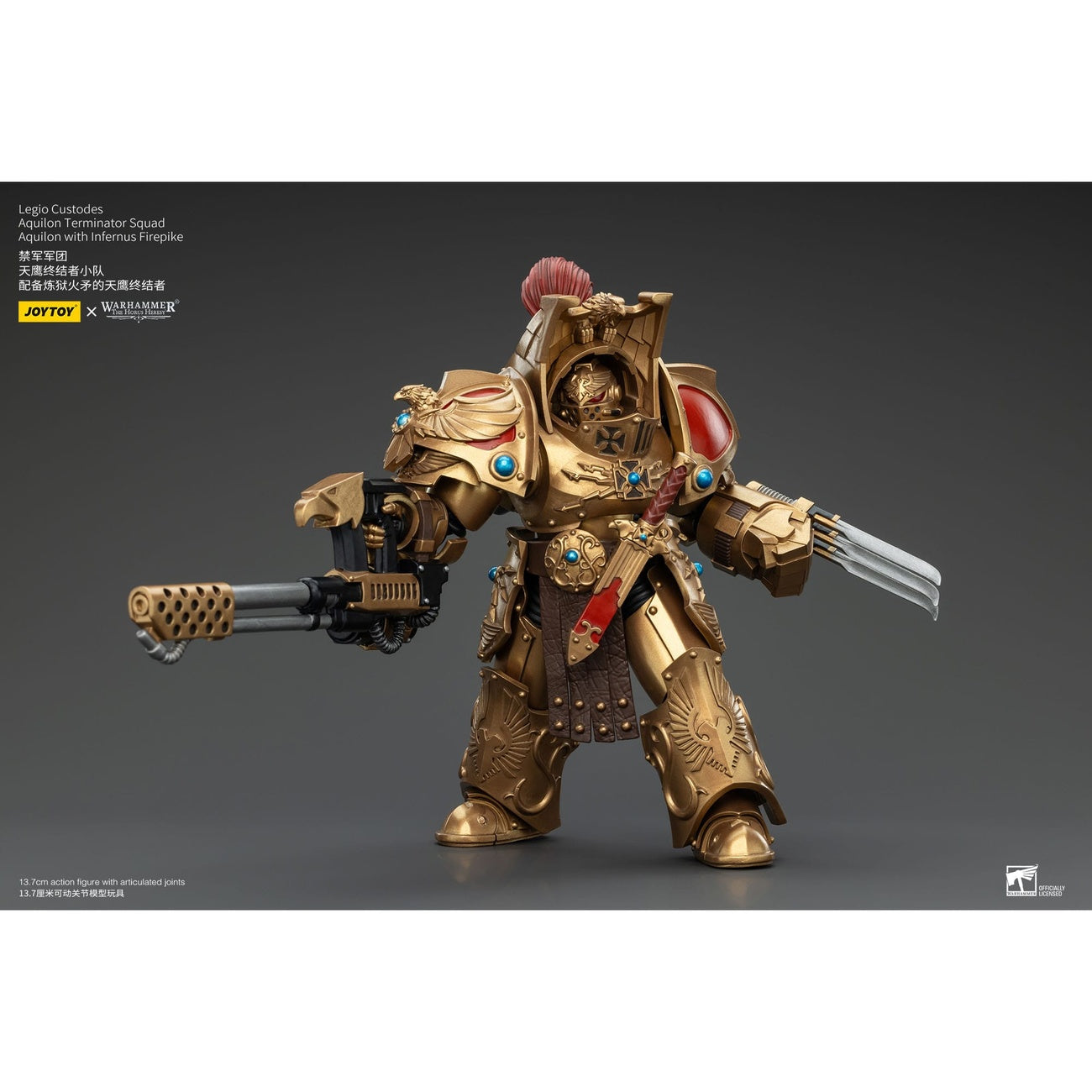 Immagine del prodotto Warhammer The Horus Heresy Action figure 1/18 Legio Custodes Aquilon Terminator Squad Aquilon con Infernus Firepike 14 cm