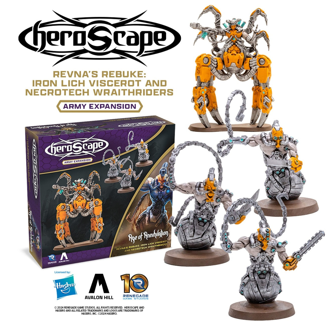 Product image Heroscape Expansion Revna's Rebuke: Iron Lich Viscerot and Necrotech Wraithriders Army *English Version*